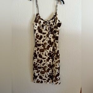 Cowhide Midi Dress in Brown and Cream